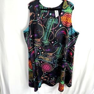 Disney Parks Dress Size 3X Neon Lights Signs Print Women's